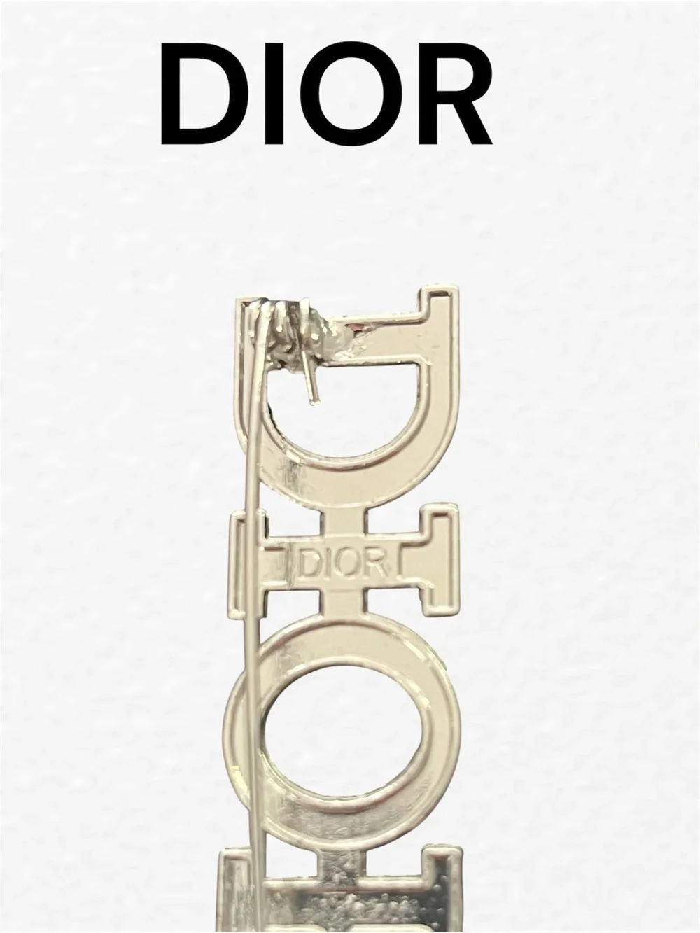 DIOR Silver Tone Clear Rhinestone Brooch Pin